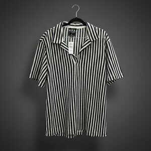 Todd Snyder Men Navy White Striped Knit Collar Shirt Terry Toweling Size XXL NWT